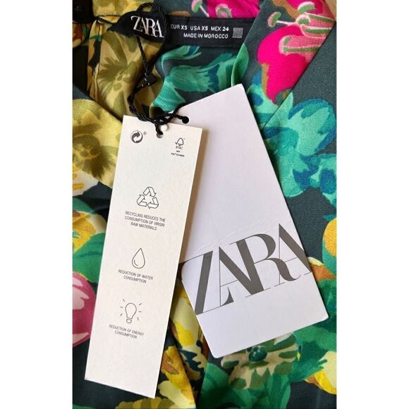 NWT Zara Blogger’s Favorite Floral Satin Effect Cutout Long Sleeve Mini Dress - Picture 15 of 16